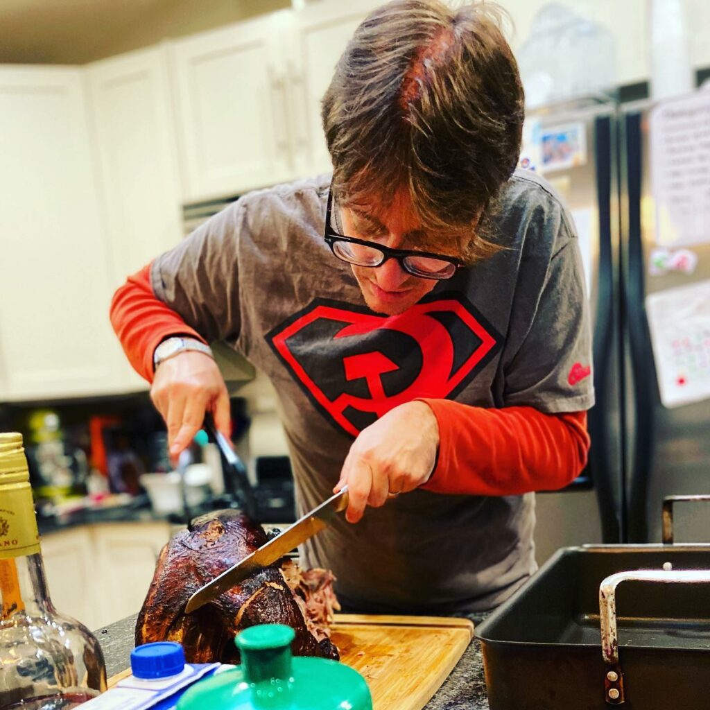 Jason Horn carving a turkey