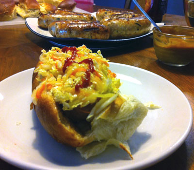 Asia Dog with Mango Slaw and Hoisin Mustard