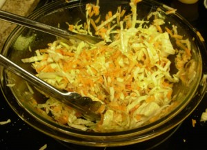 Summer-Fall Slaw with Applesauce and Mustard Seeds