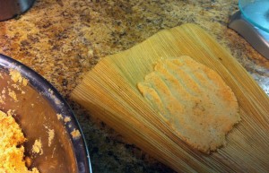 Filling tamales