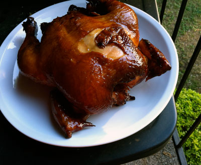 Whiskey-glazed smoked chicken